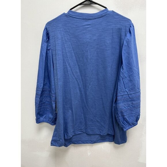 John's Bay Women Cotton Balloon Sleeves blue top Size 1X - Picture 7 of 11